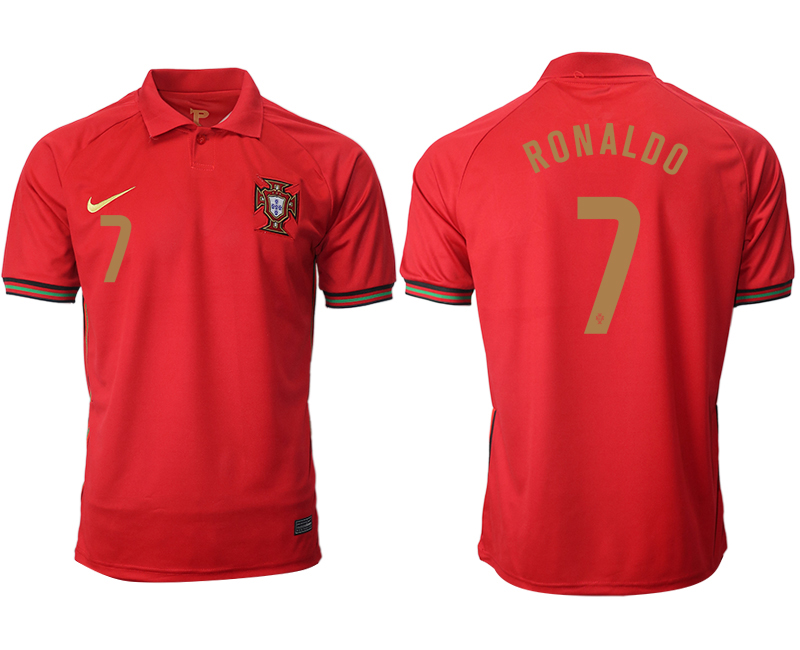 Men 2021 Europe Portugal home AAA version #7 red soccer jerseys